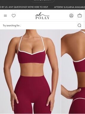 Oh Polly Maroon Bralette with White Trim